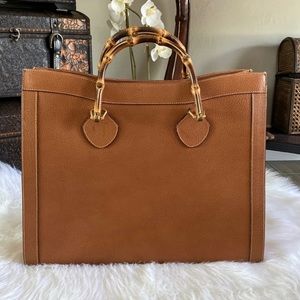 Gucci Brown Leather Tote with Bamboo Handles
